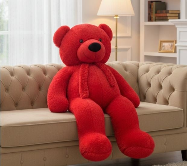 LIFE SIZE TEDDY (RED) -5 FT