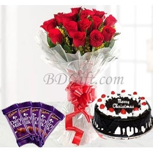 Chocolate bouquet with roses and candle