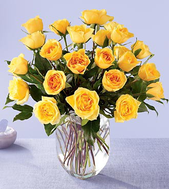 2 Dozen Yellow Roses In A Vase