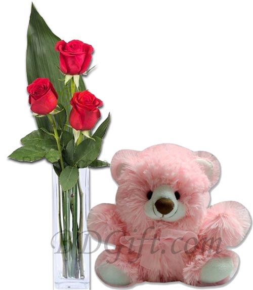 Red Roses W/ Bear