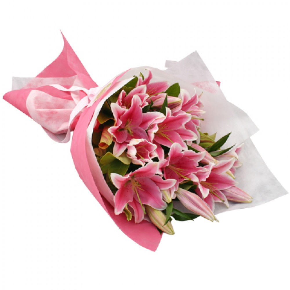Pink Lilies In A Bouquet