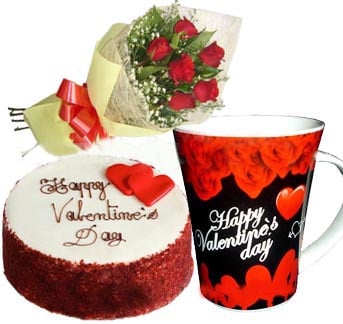 Skylark - Vanilla Cake With 6 Pcs Red Roses And Mug