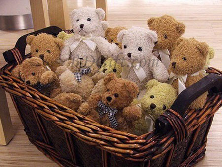 6 Pieces Teddy Bear In A Basket