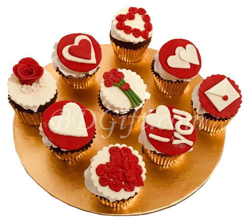 Red and white heart cupcake