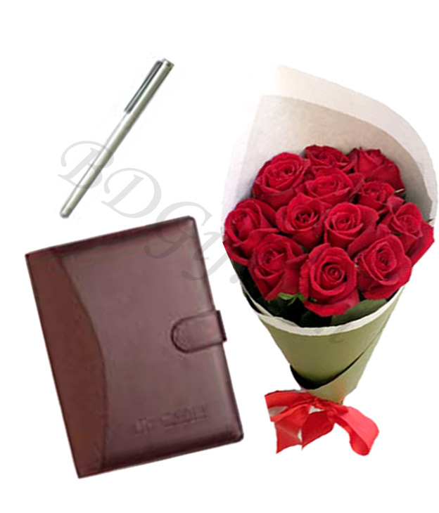 Diary & Pen W/ Roses