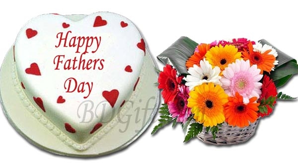 Swiss Heart Cake W/ Gerbera Basket