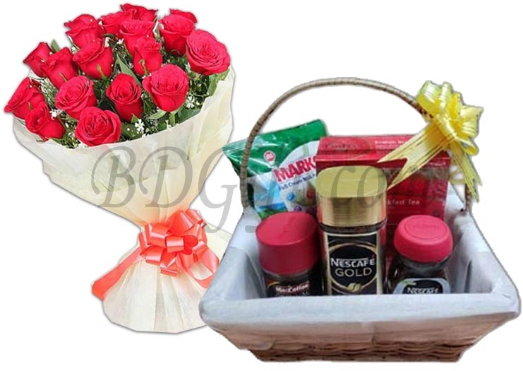Gift Basket W/ Red Rose