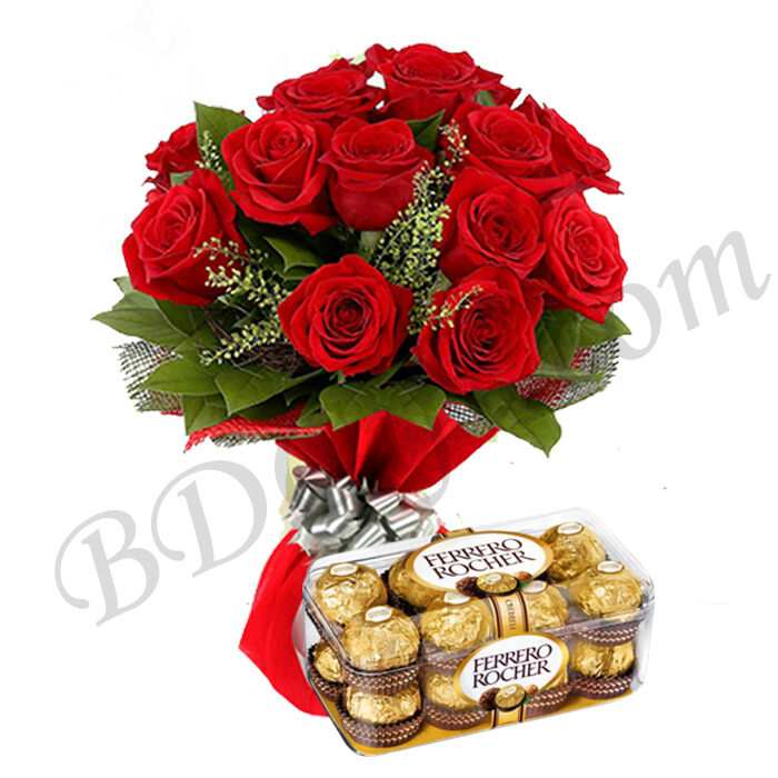 Red Roses W/ Ferrero Rocher Chocolate