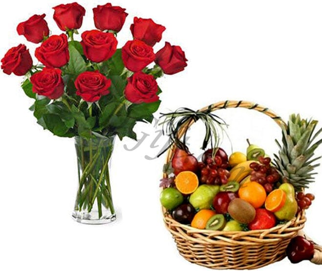 Flowers & fruit basket