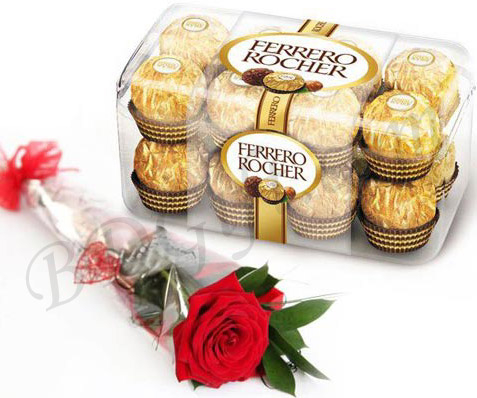 Ferrero Rocher Chocolate with Single Roses