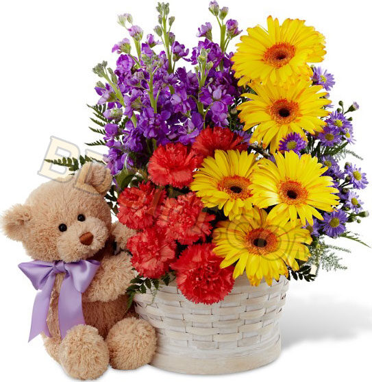 Flower basket W/ Bear
