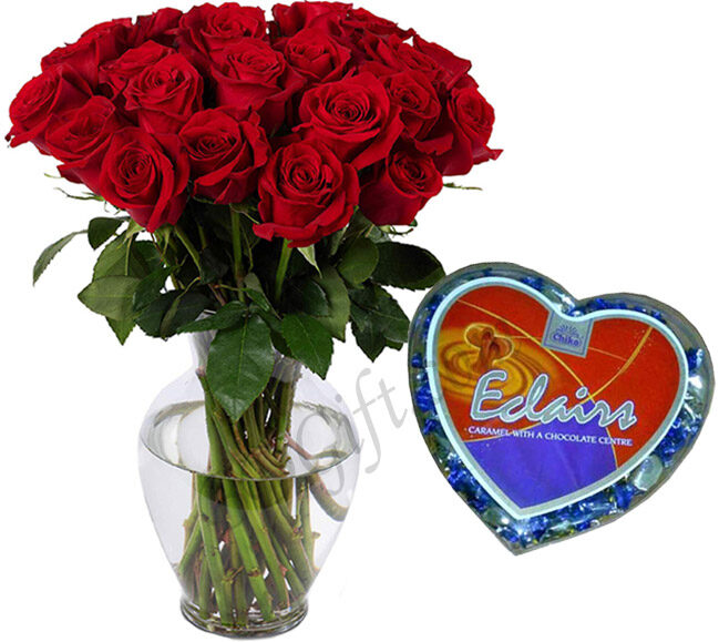 Red roses W/ Chocolate Box