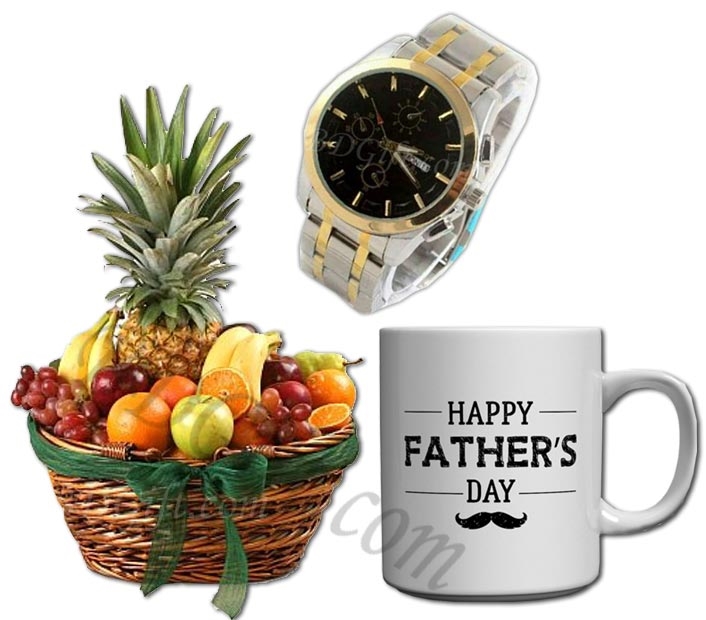 (17) Fruit Basket W/ Mug & Watch