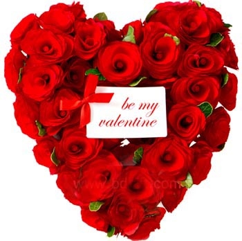 (002) Heart Shaped Roses with text Be My Valentine