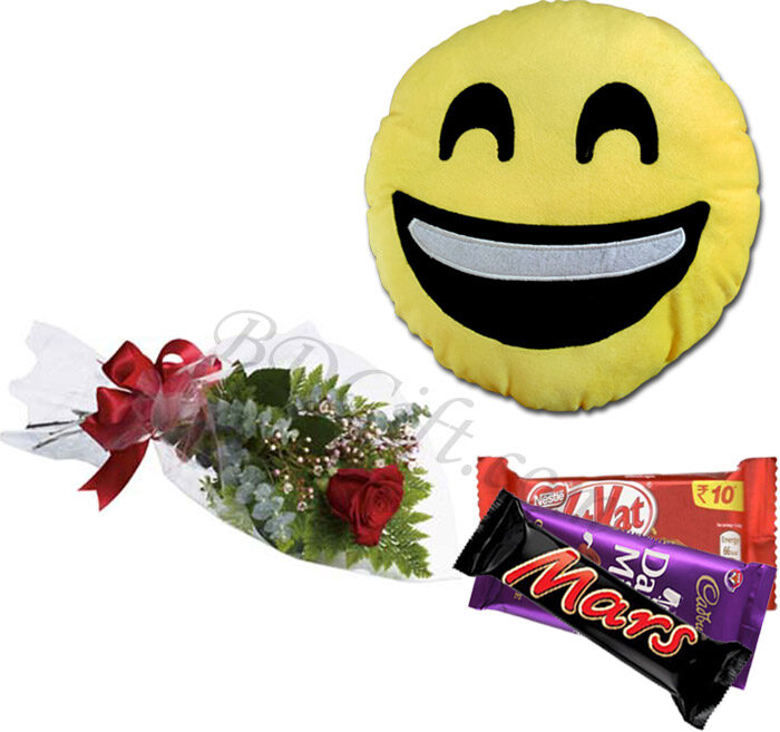 Pillow W/ Rose & Chocolates