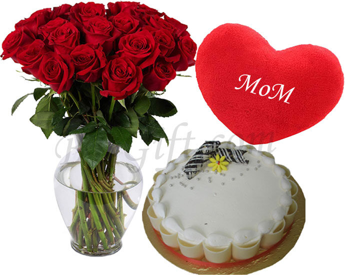 (0004) Cake W/ rose & pillow