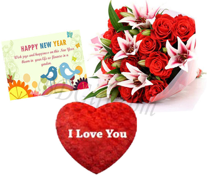 Flowers W/ pillow & card