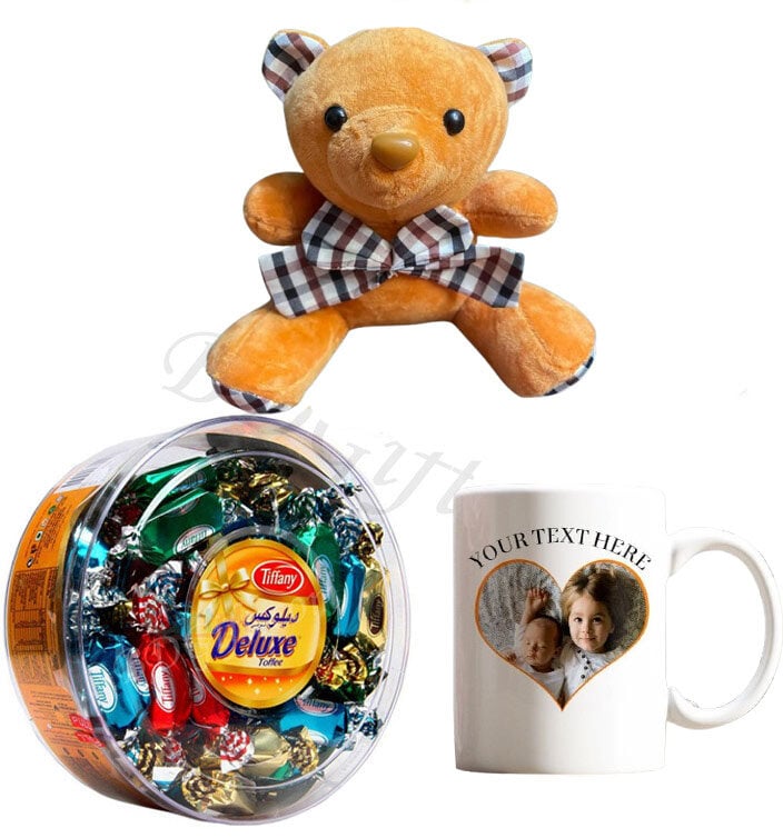 Teddy Bear W/ Chocolates & Photo mug