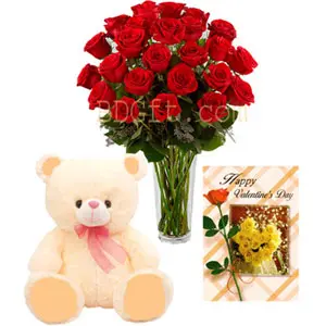 Bear W/ Rose & Valentines Card