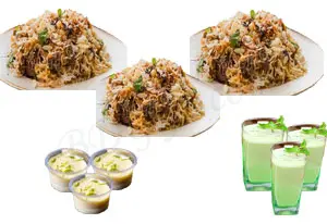 Kachchi Biryani W/ Borhani and jorda/firni- 3 person (Full Plate)