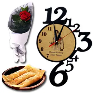 (51) Customized Clock W/ Pitha & Rose