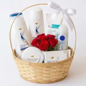 Cosmetic Gift basket W/ 6 Piece Red Roses