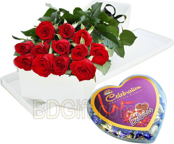 (30)1 dz Red Roses w/ Chocolate