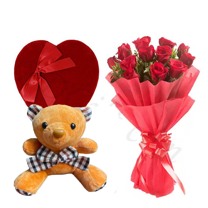 Red Roses W/ bear & Chocolate