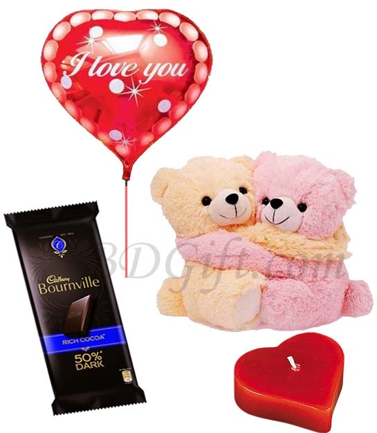 Chocolate W/ joint Bear, candle, balloon