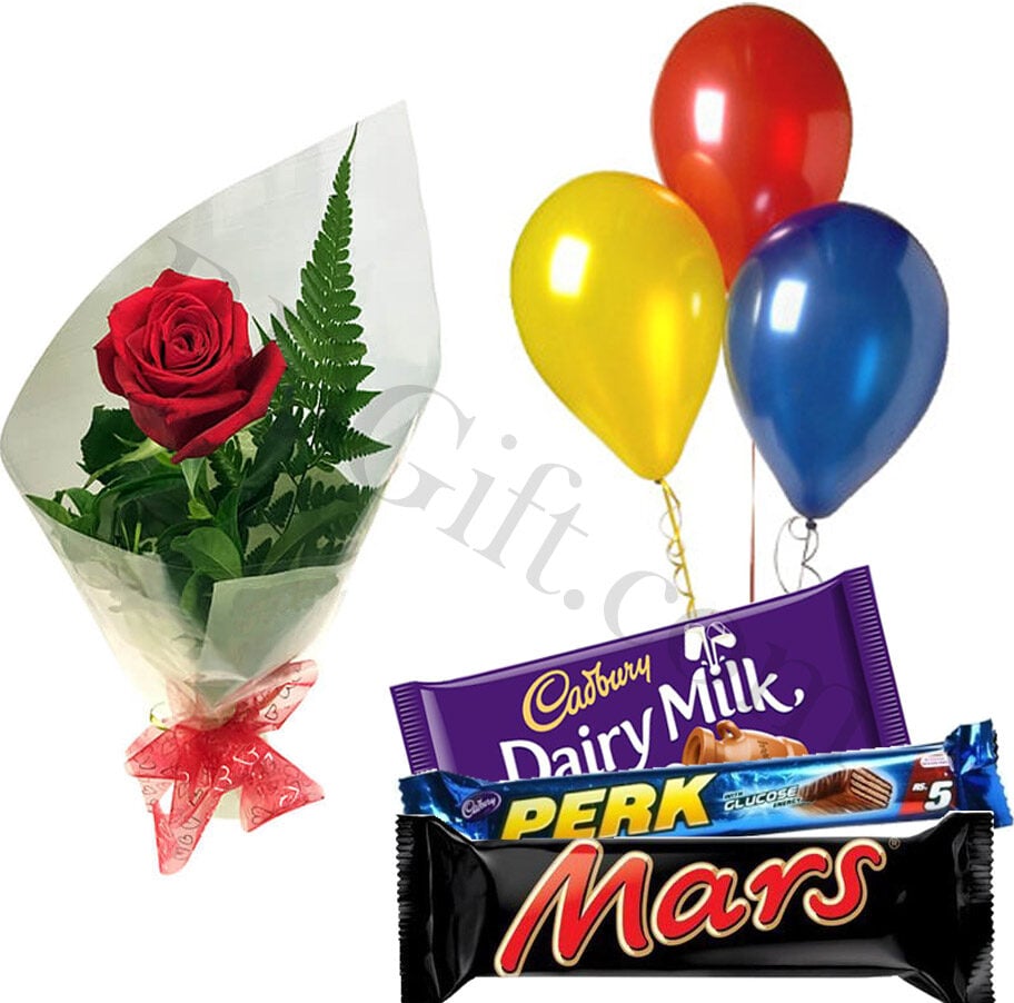 (22) Chocolates W/ red roses and balloons
