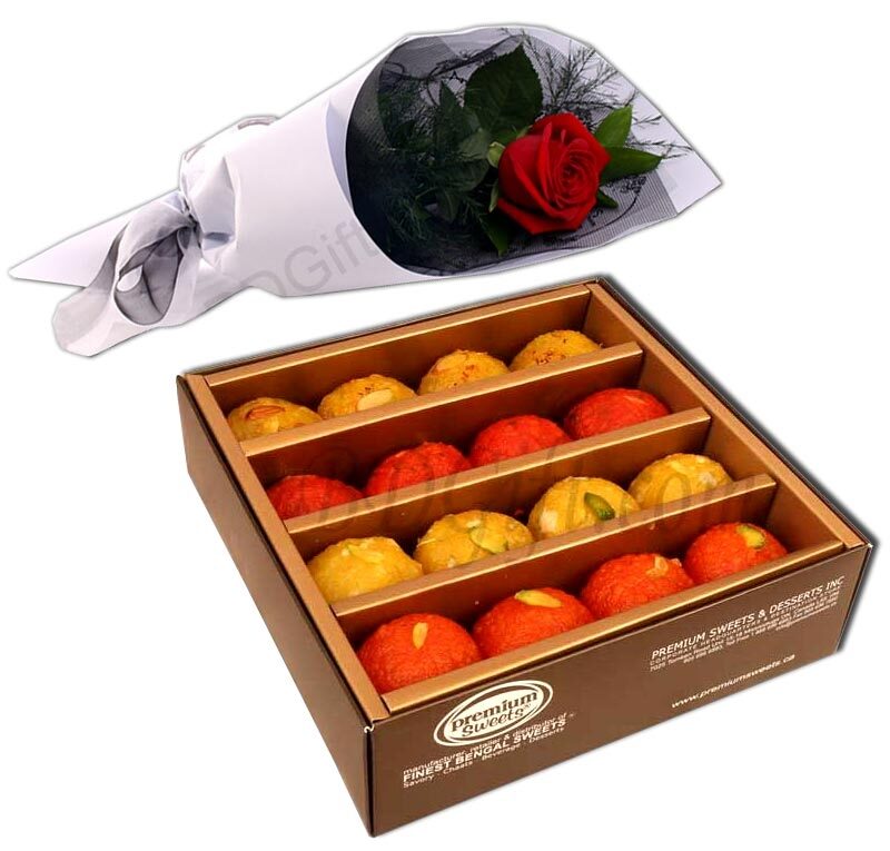 Sweets Box with Red Rose.