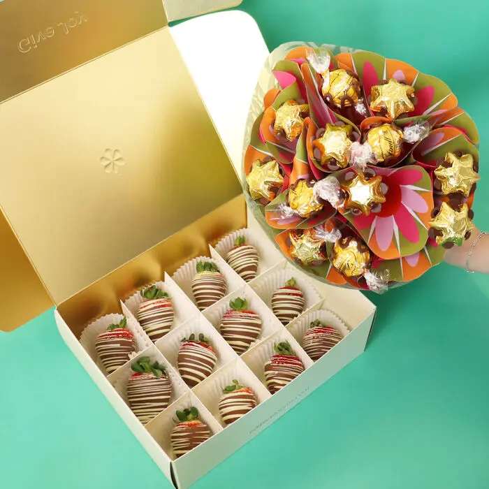 Strawberry and Bouquet Gift Pack