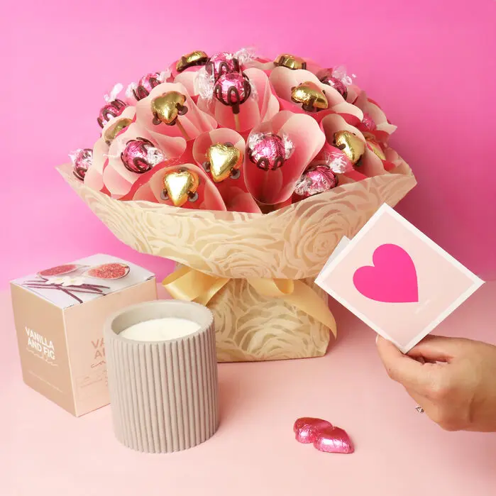 Bouquet, Candle & Card Bundle