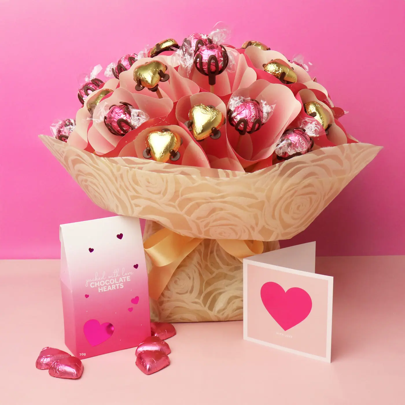 Bouquet, Choc Hearts & Card Bundle