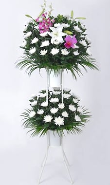 Flower stand, 2 tiers (offering white tone)