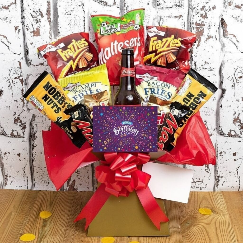 Happy Birthday Beer and Bar Snacks Bouquet