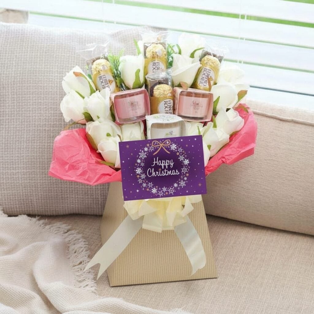 Happy Christmas Yankee Candle and Ferrero Rocher Bouquet
