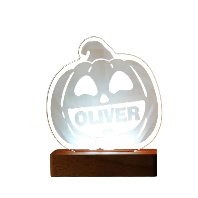 Personalised Pumpkin Wooden Based LED Light