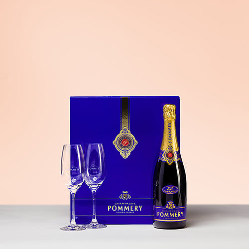 Pommery Champagne Brut Royal 75 cl Gift box with 2 Champagne glasses,