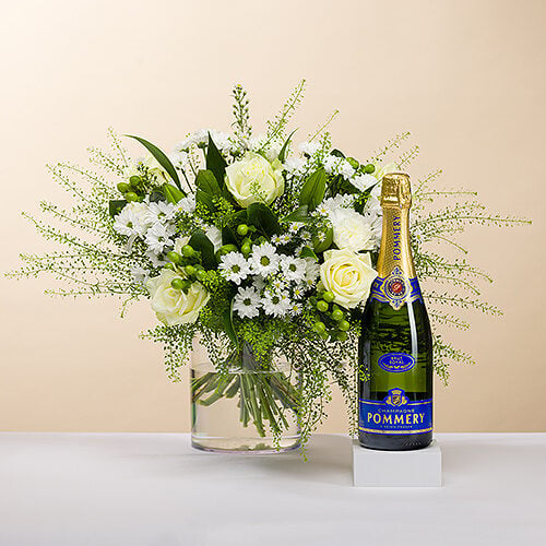 Simply White bouquet & champagne Pommery Brut Royal