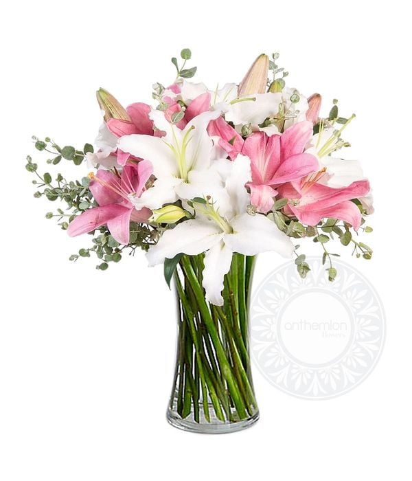 Pink and white lilies bouquet (Basic)