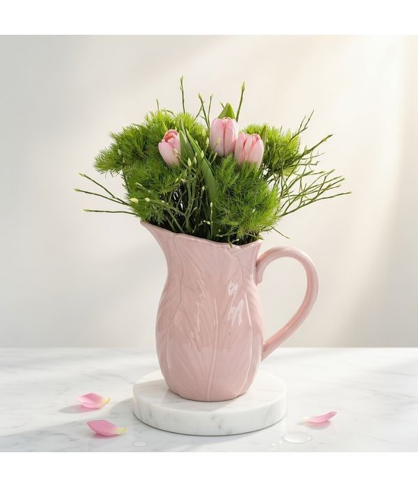 Tulips and chrysanthemums in a ceramic jug (Basic)