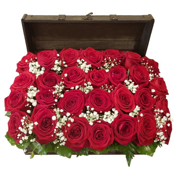 24 Red Roses In A Charming Chest