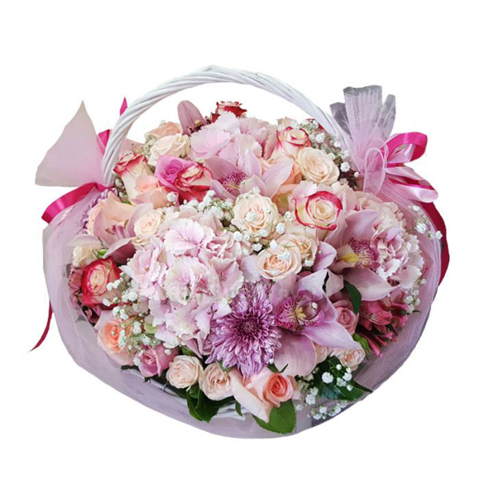 Pink Flowers In Basket (medium)