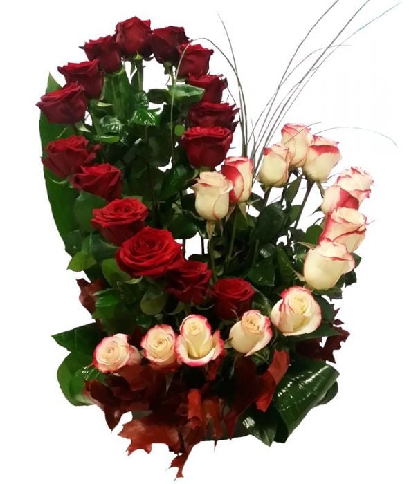 Tall Heart Shaped Rose Arrangement