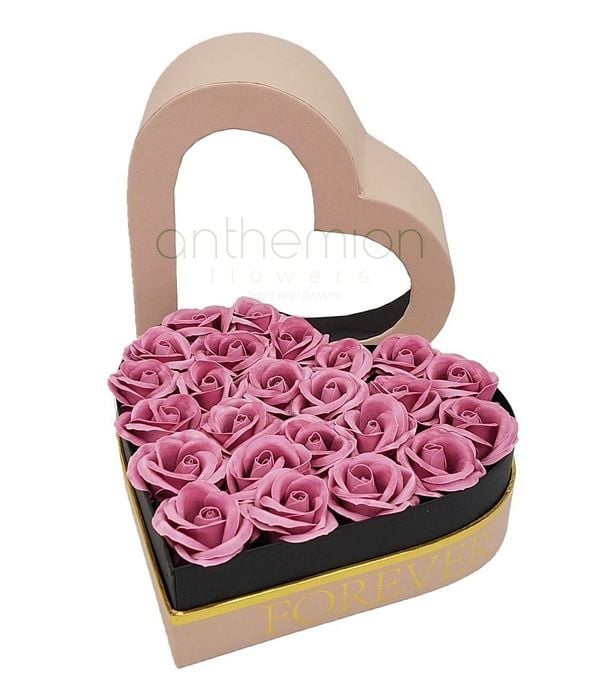 Forever Heart Box And Pink Soap Roses