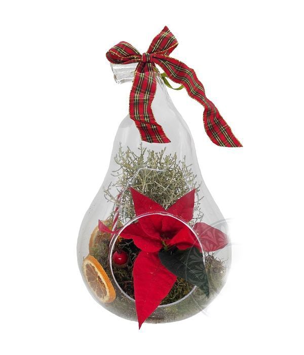 Glass pear with plants