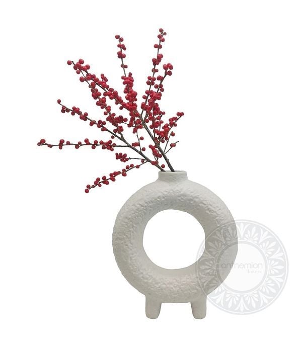 Modern vase with red ilex