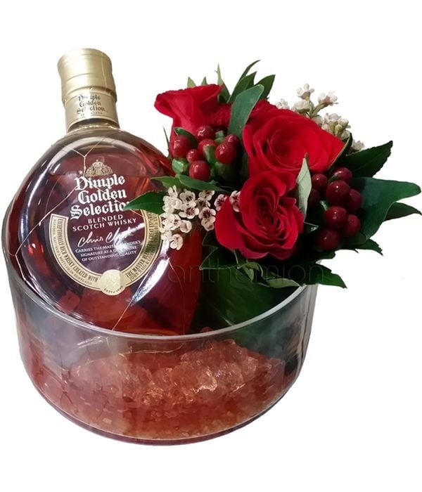 Glass rose arrangement with Dimple