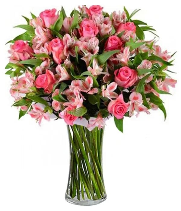 Pink bouquet of roses and alstromerias (Basic)